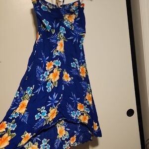 Hawaii Hangover Blue Floral Strapless Sun Dress
